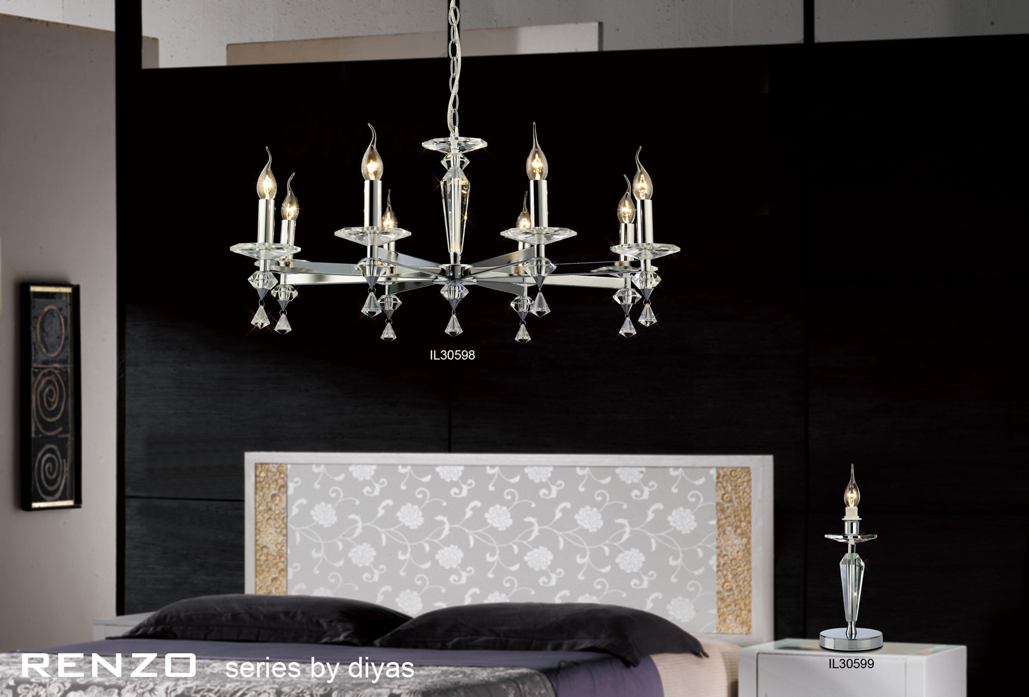 Renzo Crystal Table Lamps Diyas Base Only Lamps